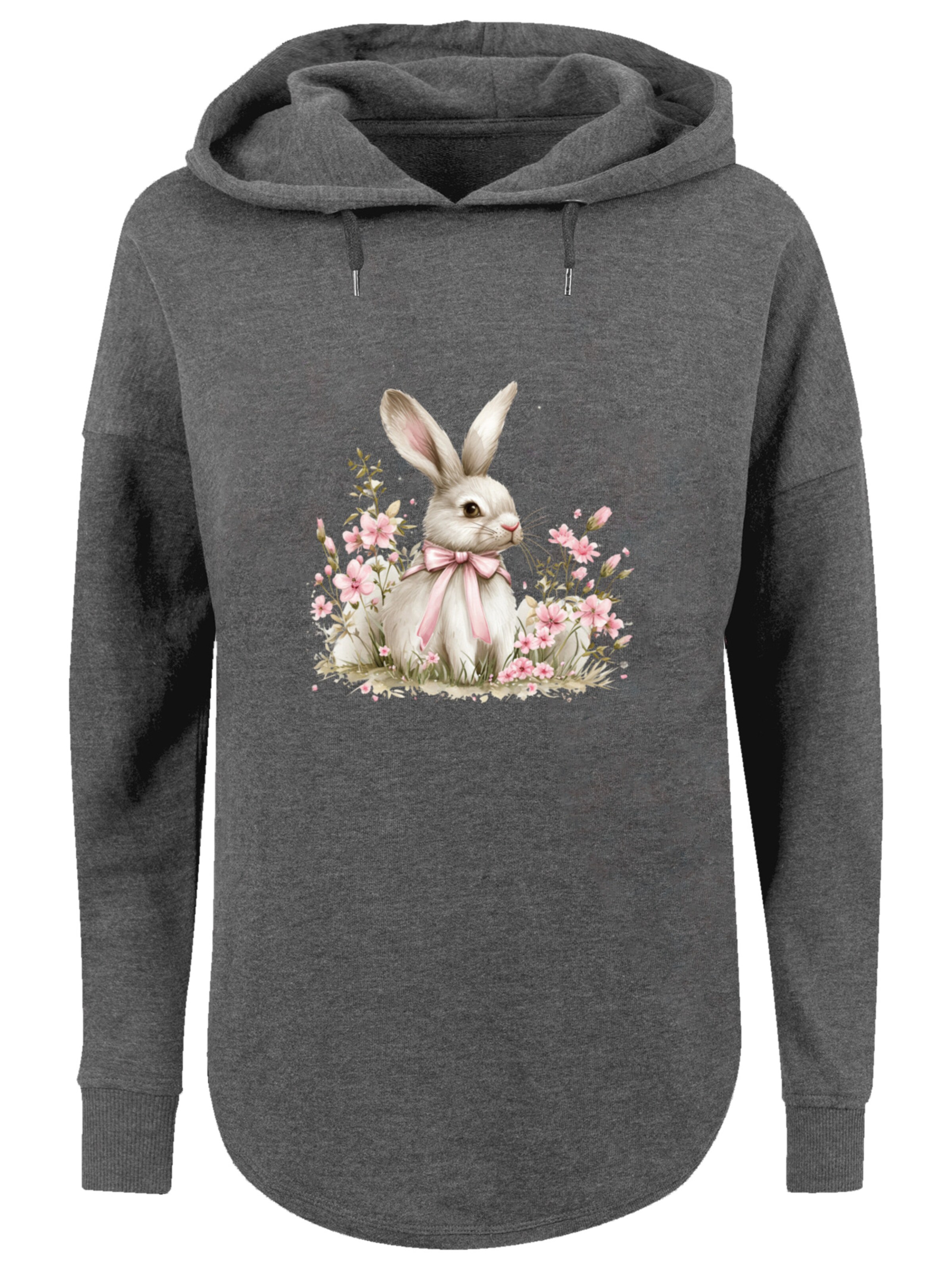 Sweat-shirt 'Niedlicher Osterhase mit Blumen' F4NT4STIC en gris : devant
