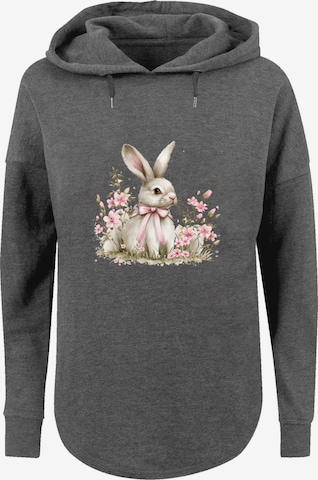 Sweat-shirt 'Niedlicher Osterhase mit Blumen' F4NT4STIC en gris : devant