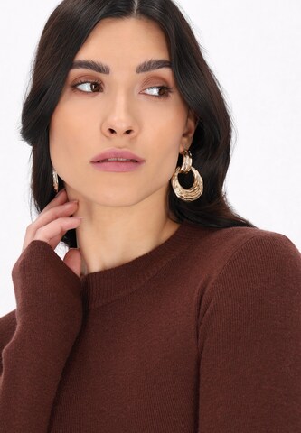 faina - Vestido de malha 'Essentials' em castanho