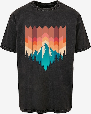 T-Shirt 'Berg Sonnenuntergang Geometrisch' F4NT4STIC en noir : devant