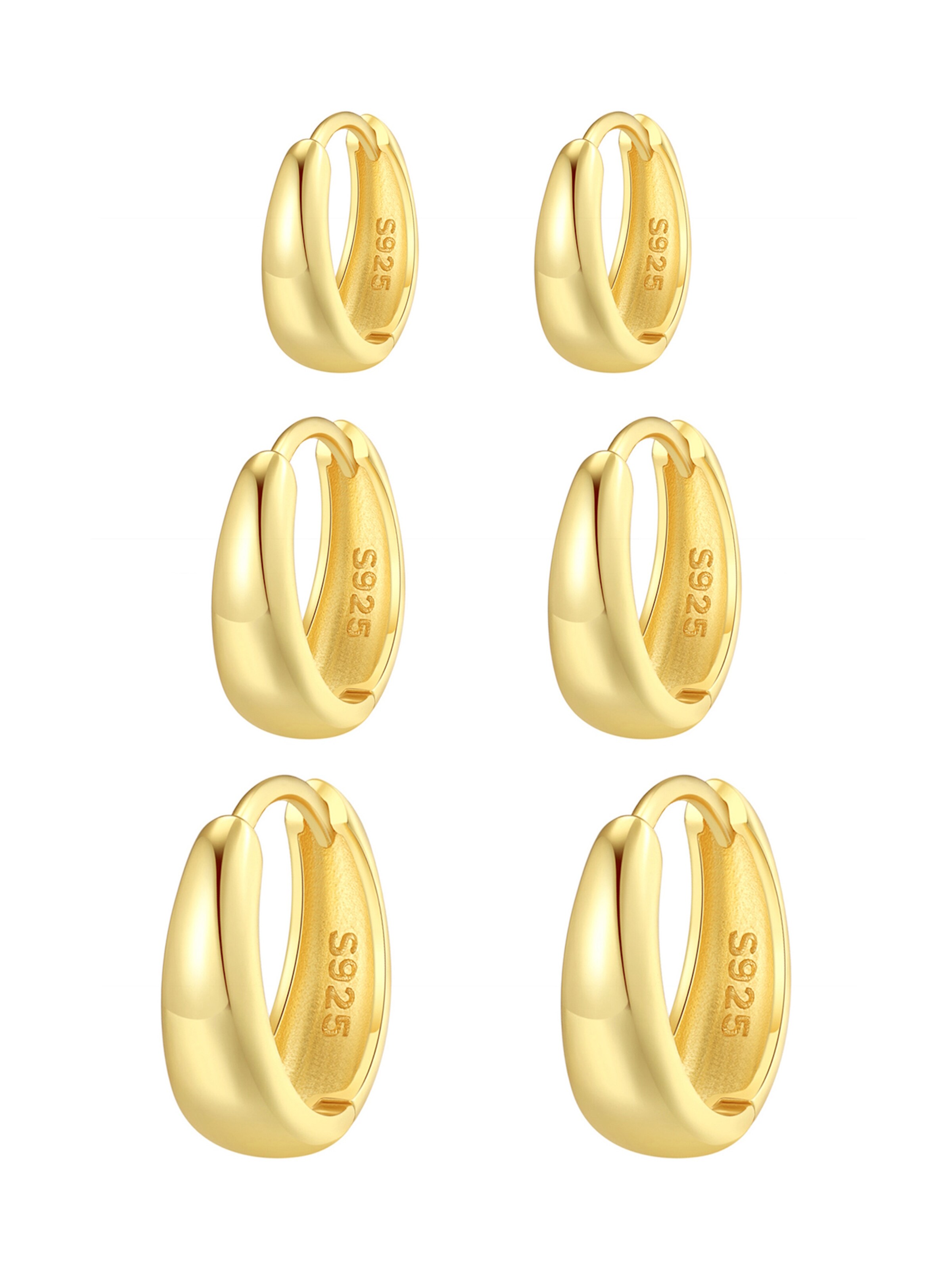 Hey Happiness - Pendientes 'Dome Trio' en oro: frente