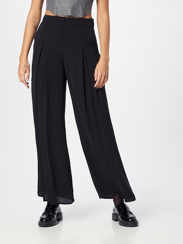 NAF NAF Wide leg Pleat-Front Pants in Black: front