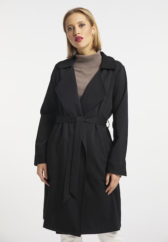 usha BLACK LABEL Between-Seasons Coat in Black: front