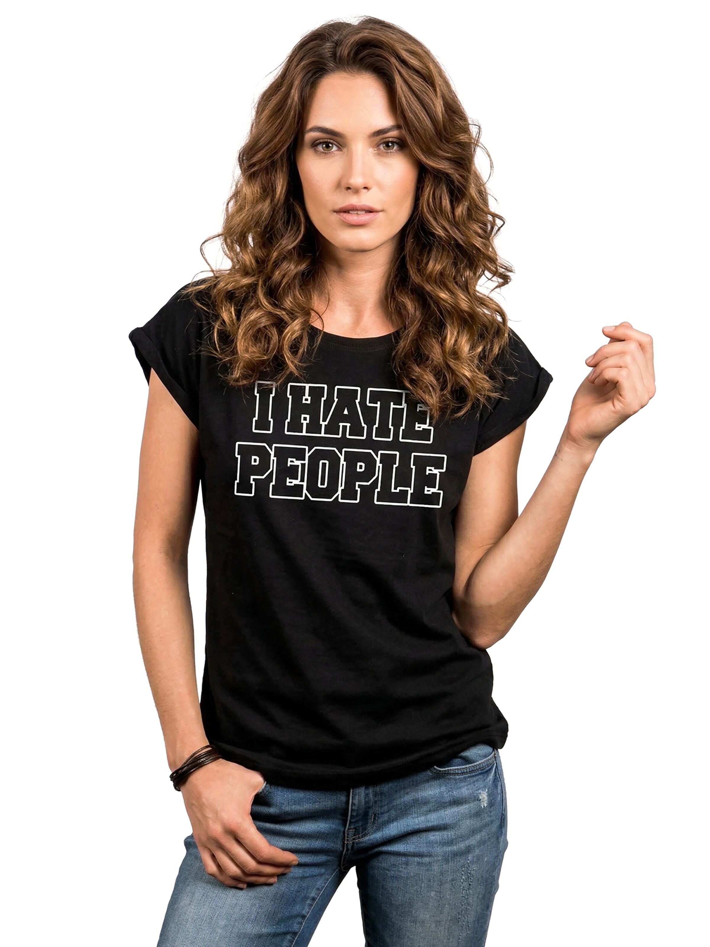 MAKAYA Shirt 'I hate People' in Black