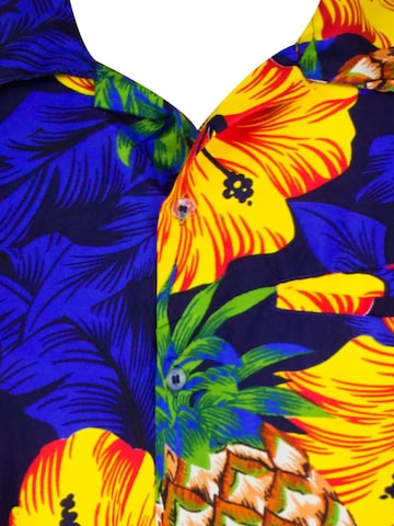 King Kameha Shirt 'Pineapple Hibiscus' in Blue