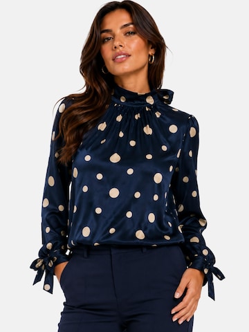 REGINA FASHION Bluzka 'Blouse with Standing collar print' w kolorze niebieski