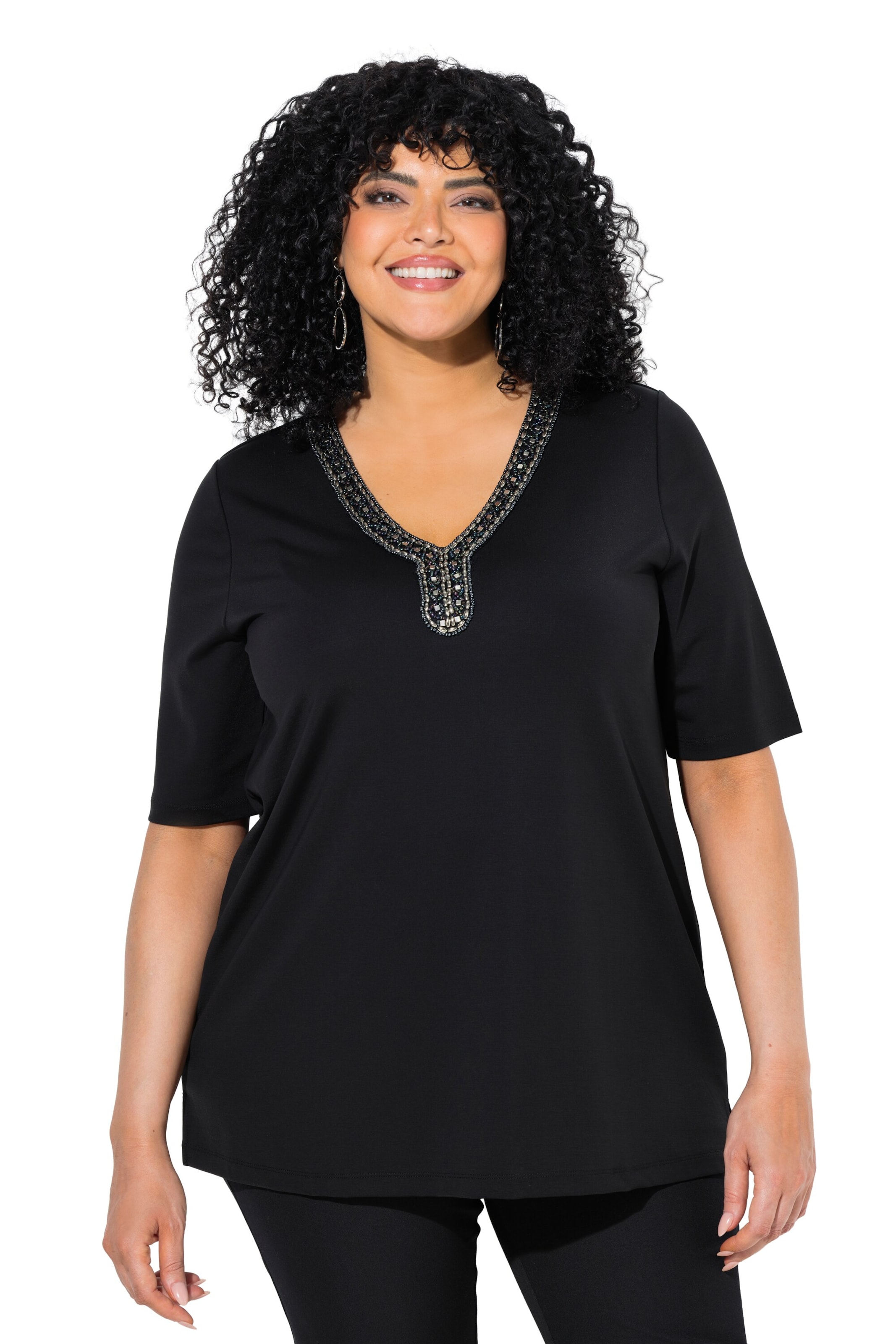 Tricou de la Ulla Popken pe negru: față