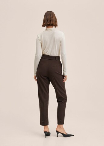 MANGO Tapered Pleated Pants 'Marlowe' in Brown