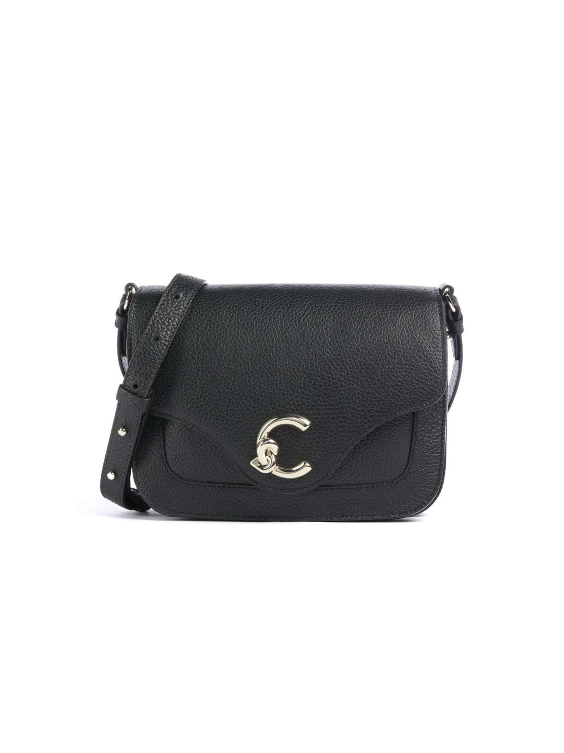 Coccinelle Schoudertas 'Coccinelle C-Me Handbag Grained Leather' in Zwart: voorkant
