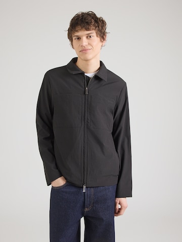 Calvin Klein Átmeneti dzseki 'Seersucker' - fekete: elől