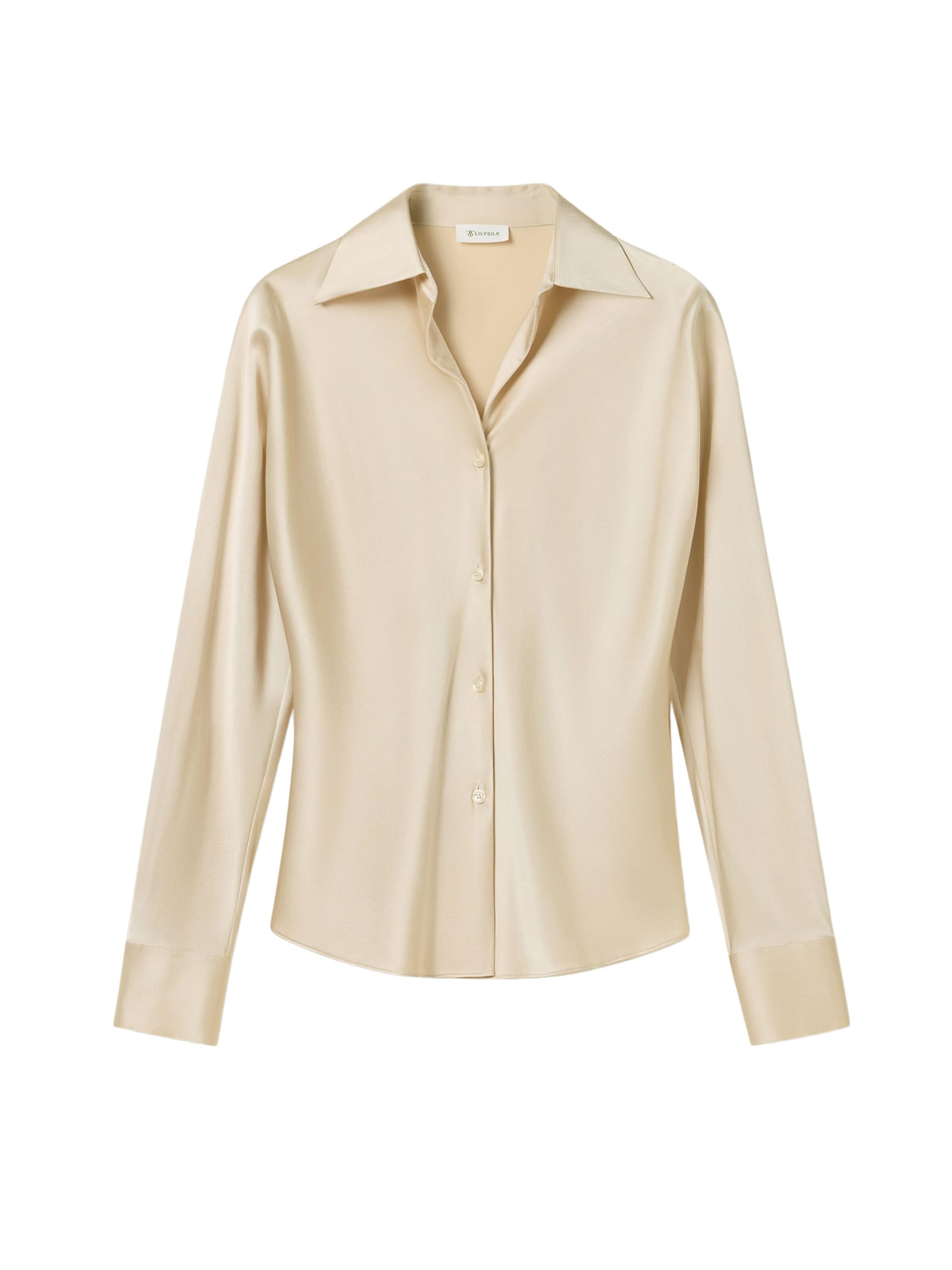 Lilysilk Blouse 'LILYSILK Seidenhemd im Schrägschnitt' in Geel: voorkant