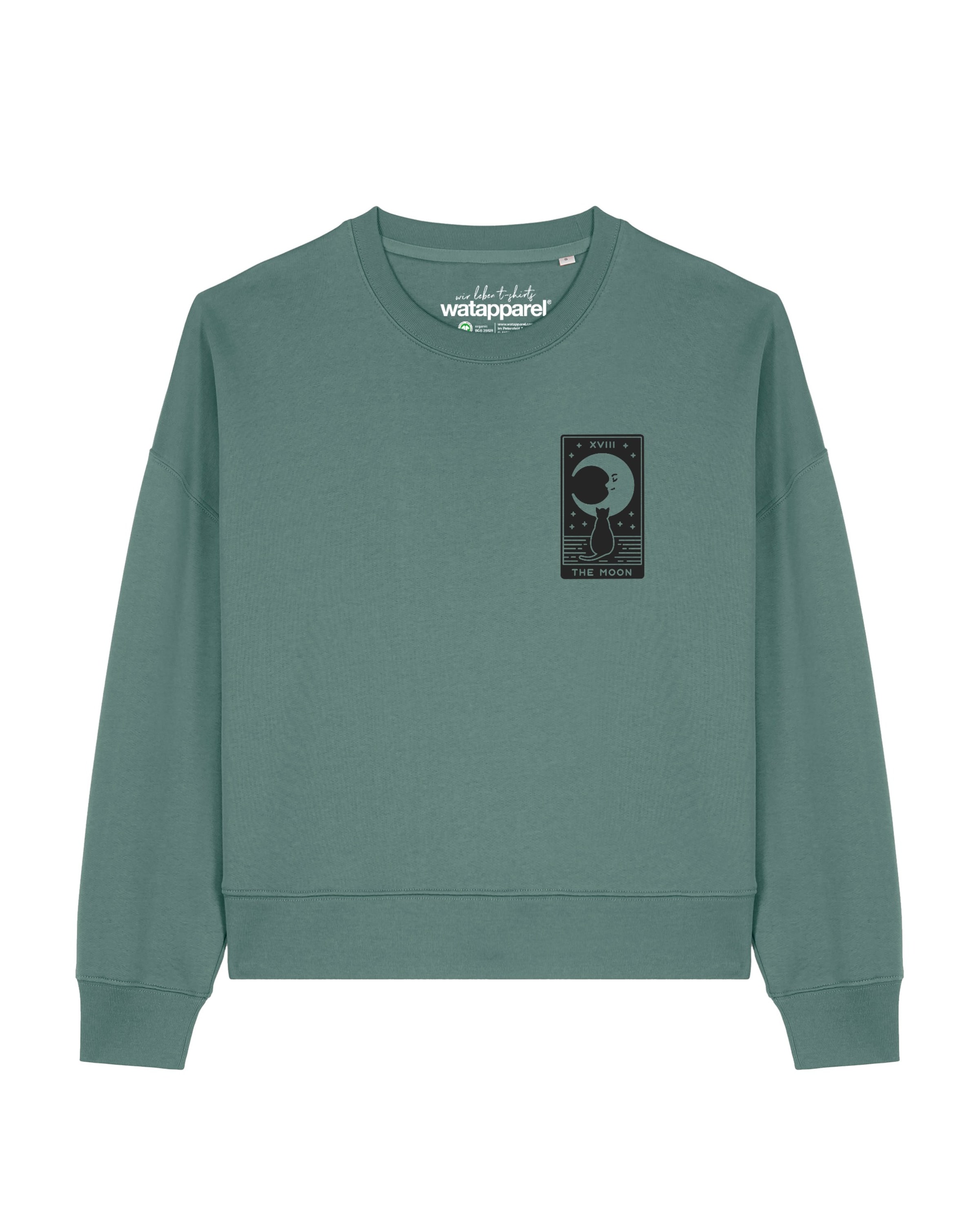 Sweat-shirt 'Tarot The Moon ' Watapparel en vert : devant