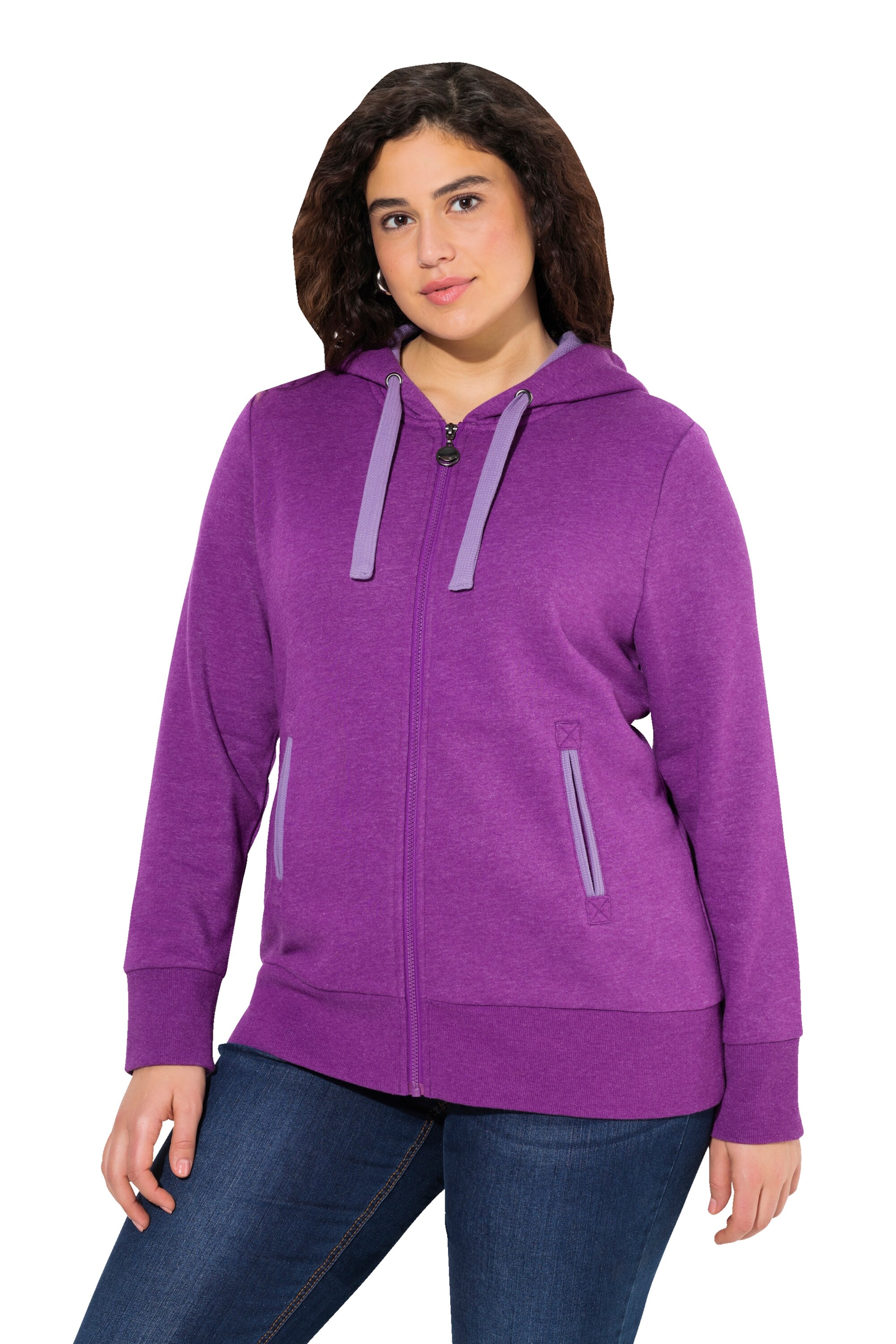 Ulla Popken Sweat jacket in Purple: front