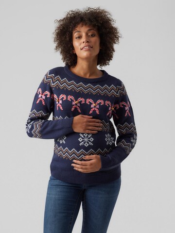 Vero Moda Maternity Pullover 'WMMCandycane' i blå: forside