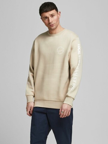 JACK & JONES Sweatshirt 'Elias' in Beige: front