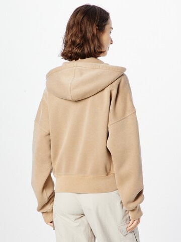 Abercrombie & Fitch Zip-Up Hoodie 'SUNDAY' in Brown