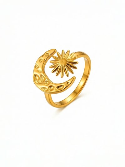 Nemomatheo Ring 'Luna Bloom – Mond & Blume Ring'‌‌‌‌‌‌‌‌‌‌ in gold, Produktansicht