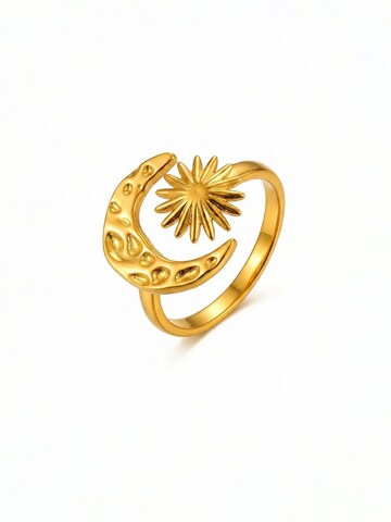Nemomatheo Ring 'Luna Bloom – Mond & Blume Ring'‌‌‌‌‌‌‌‌‌‌ in Gold: Vorderseite