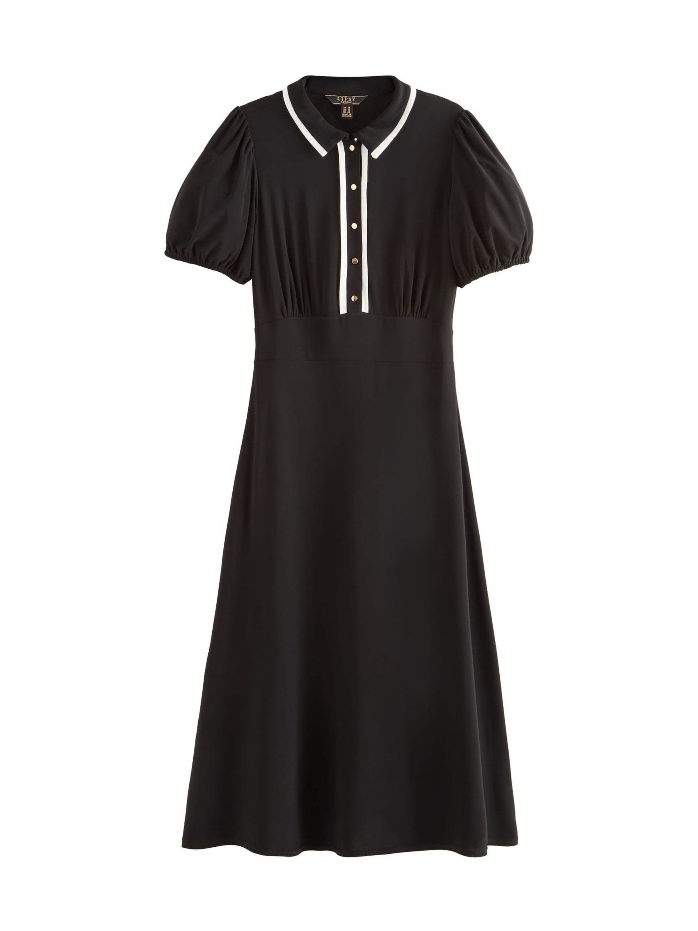 Lipsy - Vestido camisero en negro: frente