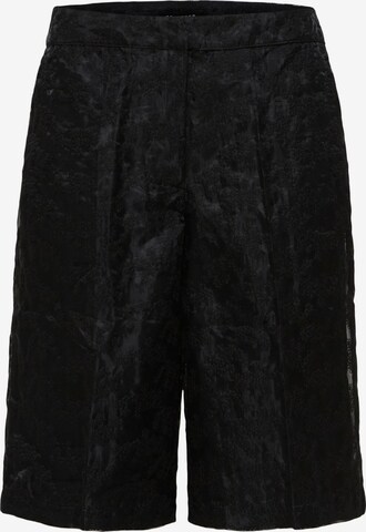 SELECTED FEMME - Pierna ancha Pantalón plisado 'Flora' en negro: frente