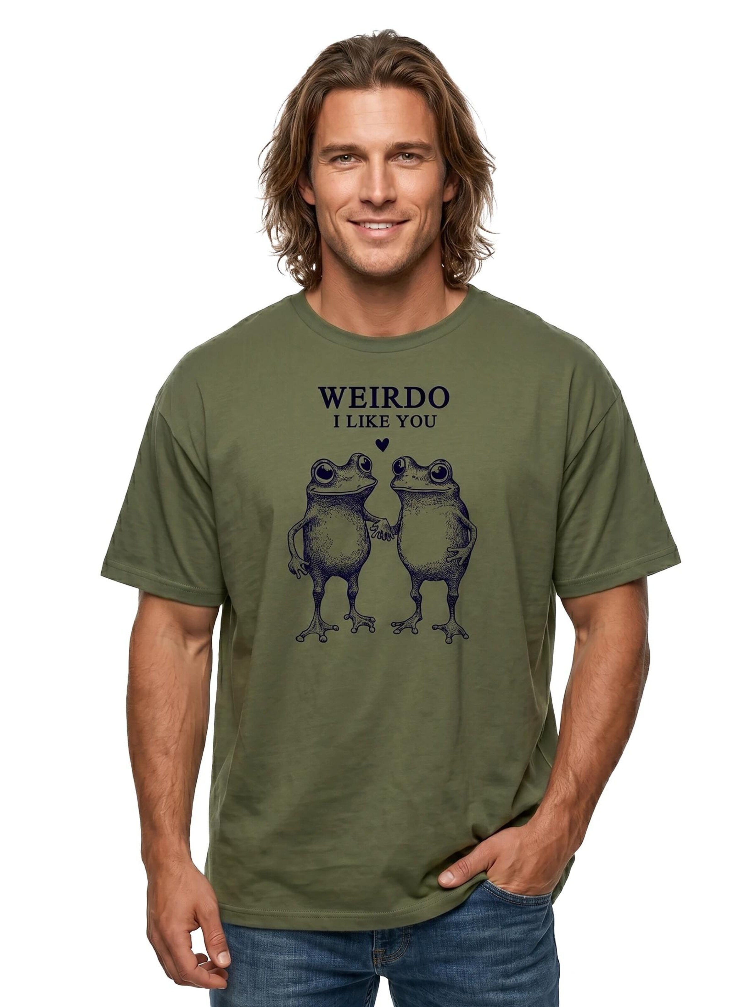 MAKAYA Shirt 'Weirdo Frosch' in Green