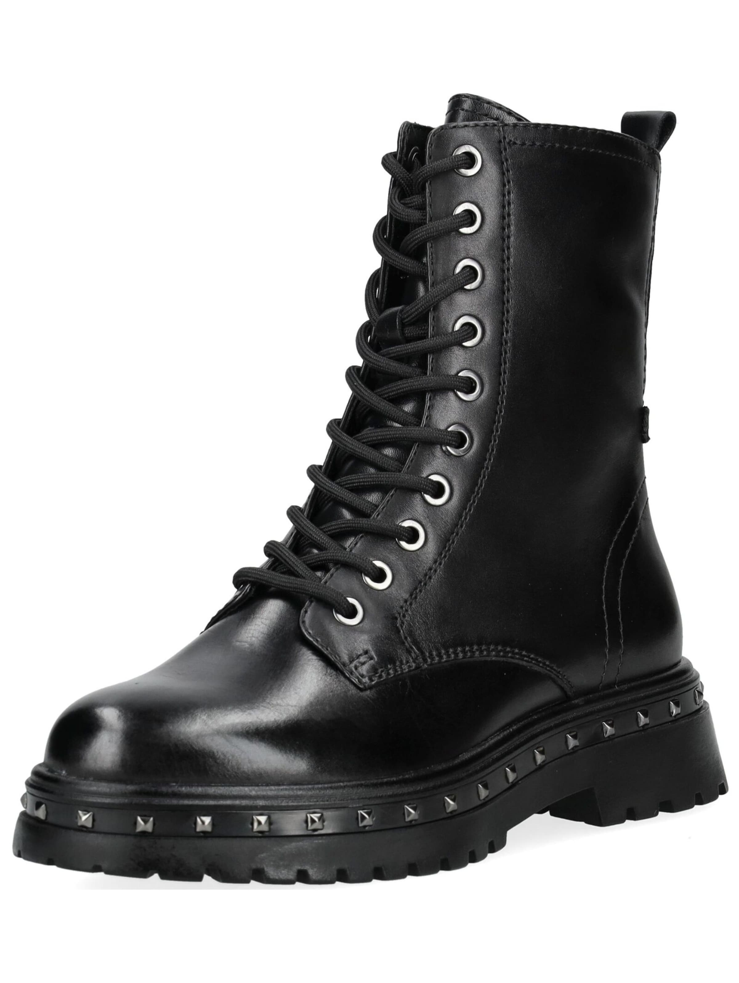 Tamaris Lace-Up Ankle Boots in Black: front