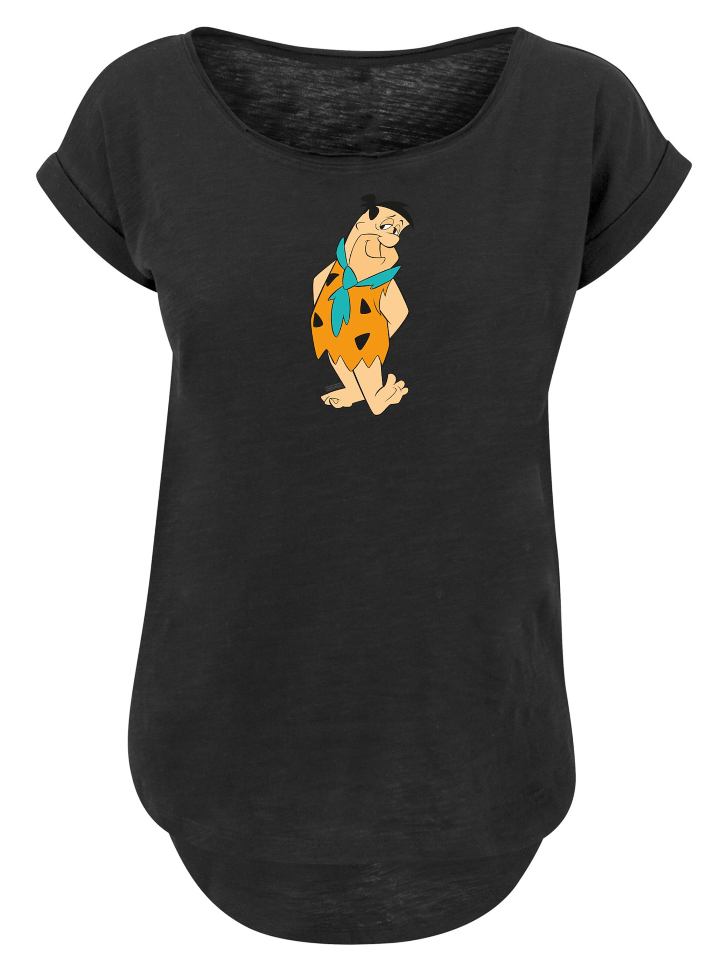 F4NT4STIC Shirt 'Fred Flintstone Kick' in Schwarz: Vorderseite