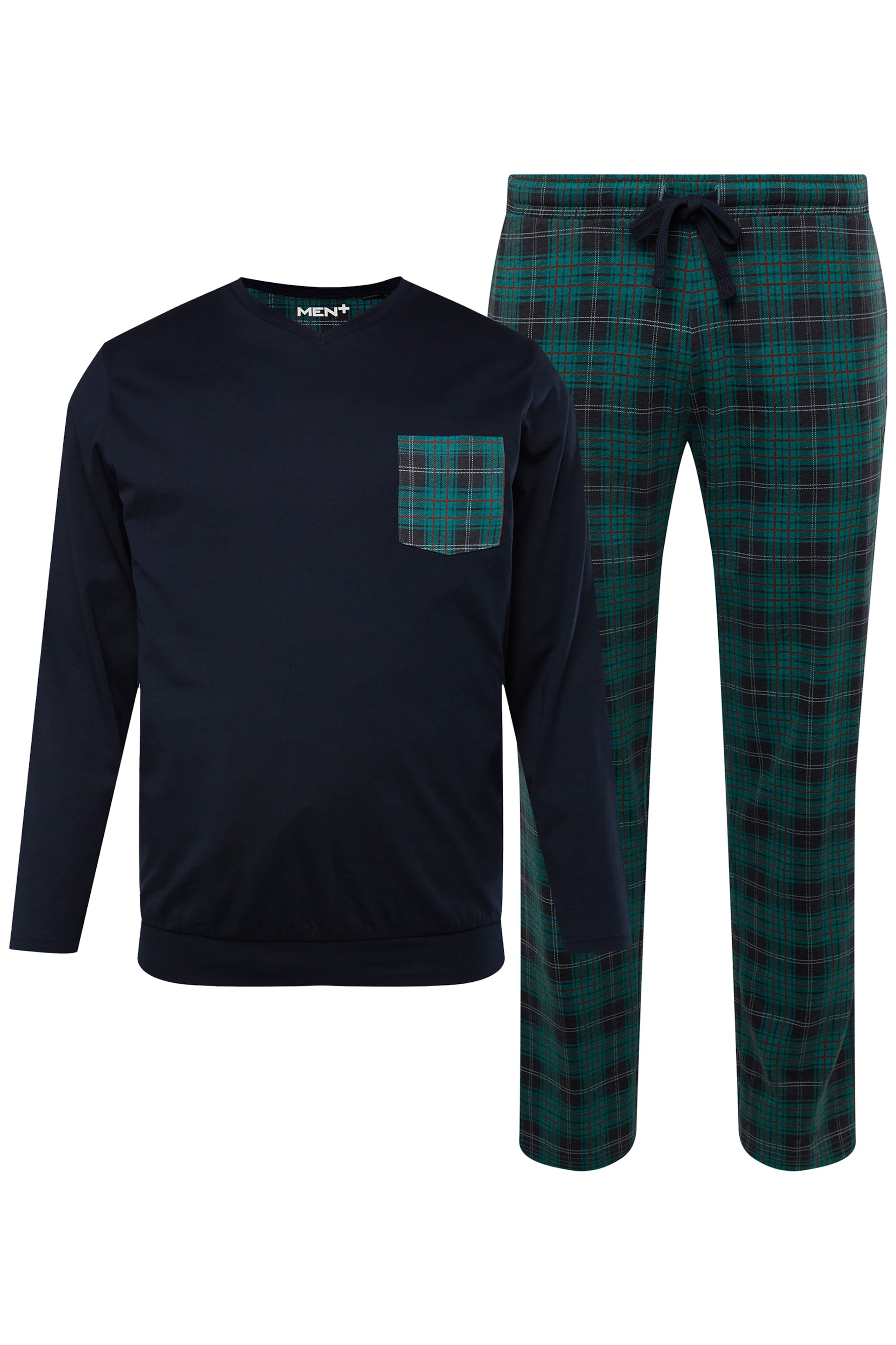 Men Plus Pyjama lang in Blauw: voorkant