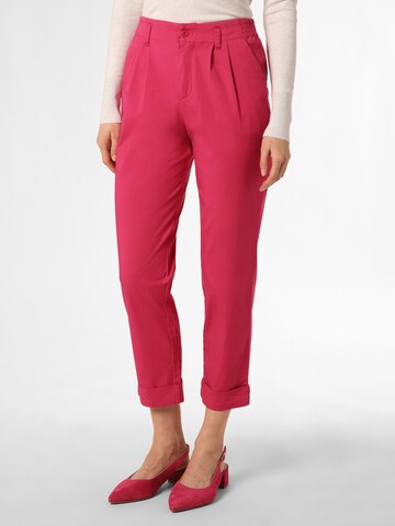 Marie Lund Loose fit Pleat-Front Pants in Pink: front