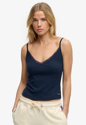 Superdry & Co Top 'Athletic Essentials' in Blauw: voorkant