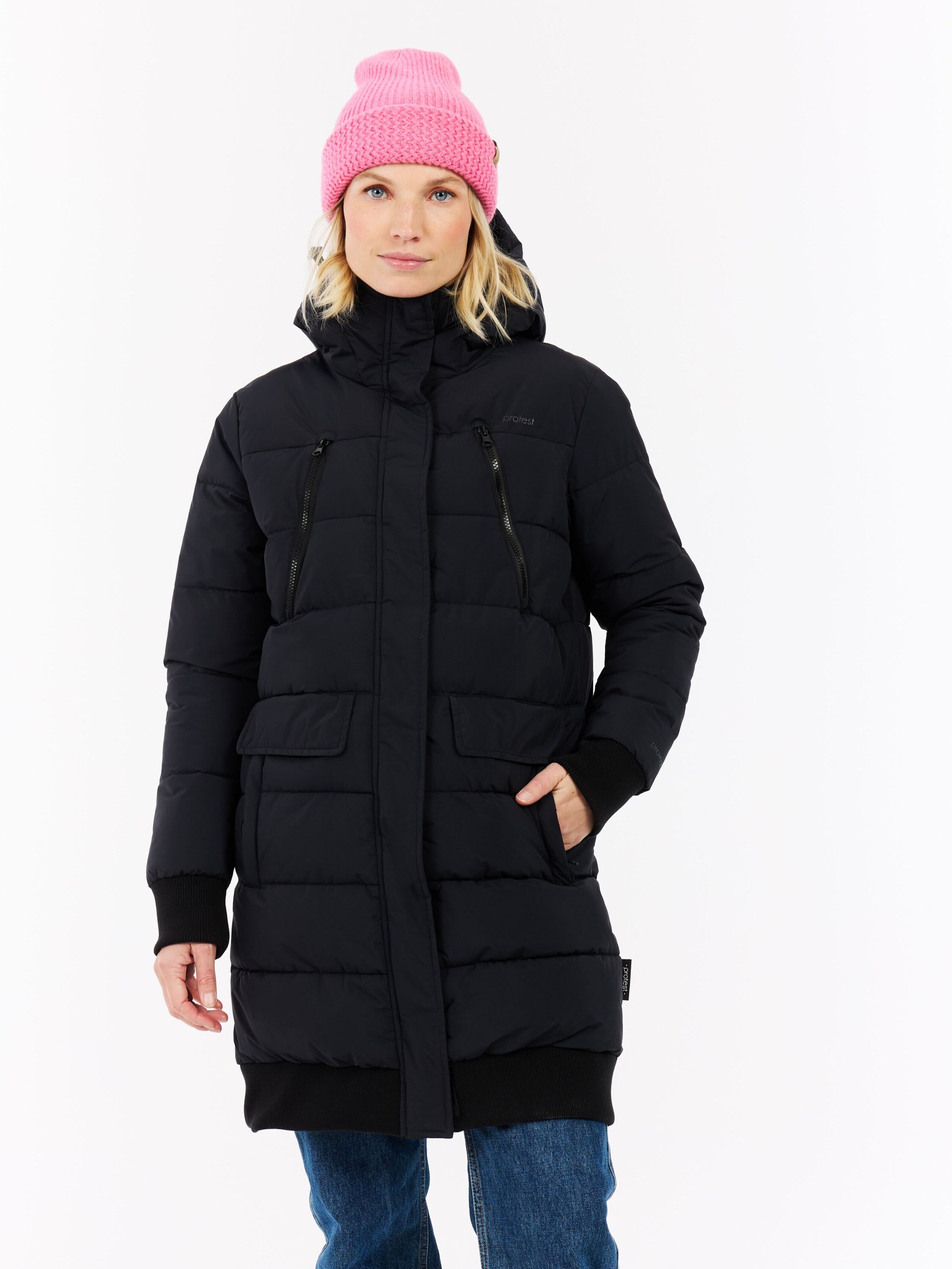 Manteau d’hiver 'PRTKooky' PROTEST en noir : devant