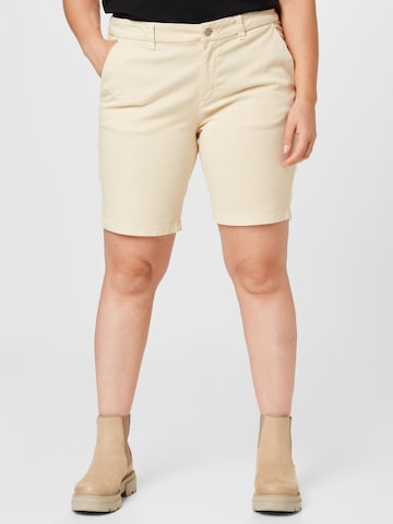 Selected Femme Curve Regular Chino 'MILEY' in Beige: voorkant