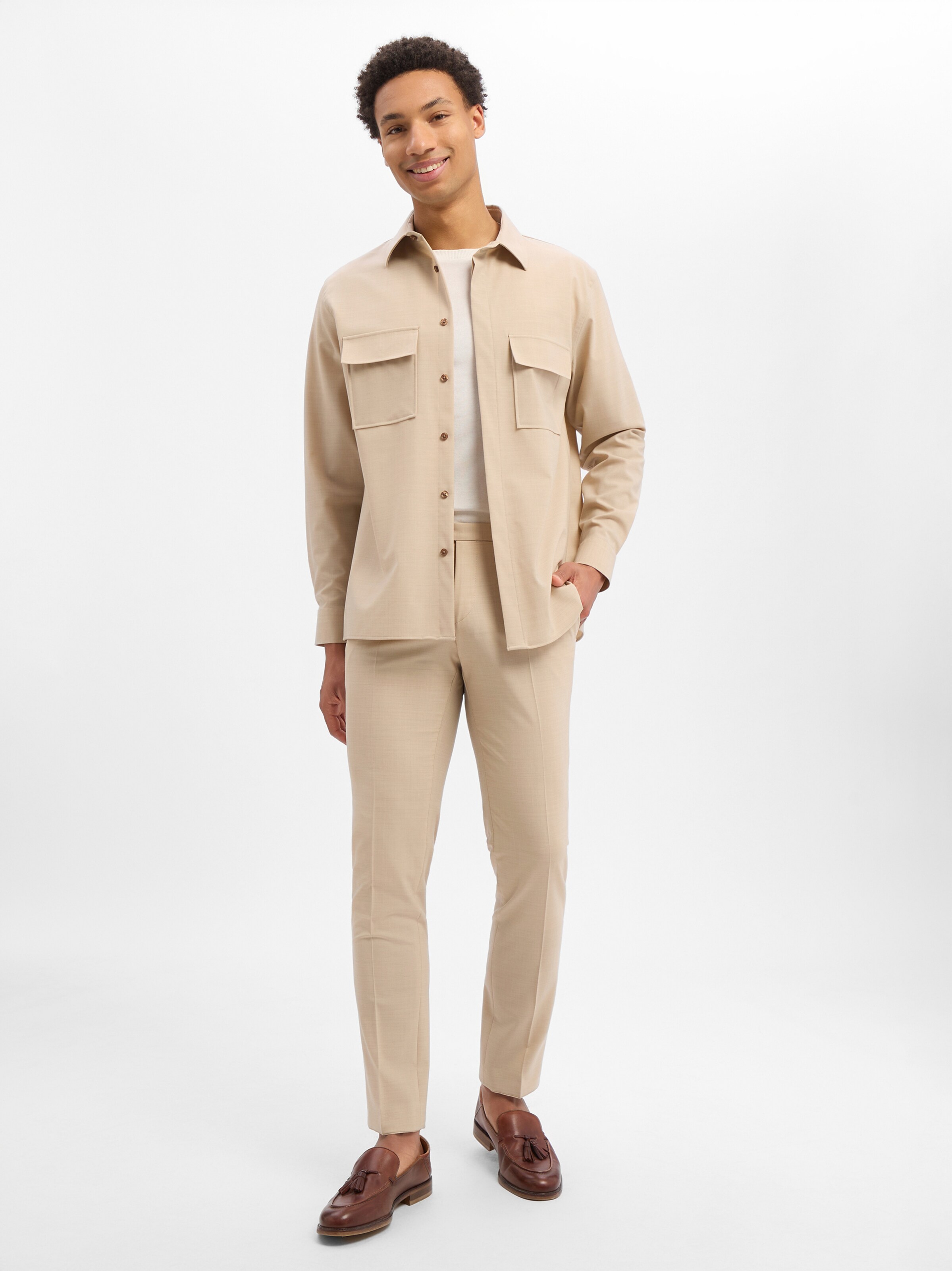 Digel Slim fit Pleated Pants in Beige