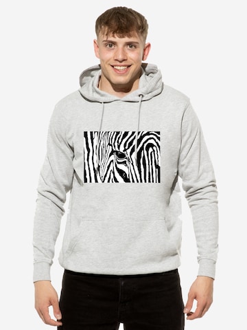 Cotton Prime Sweatshirt 'Black & White Zebra Eye' in Grijs: voorkant