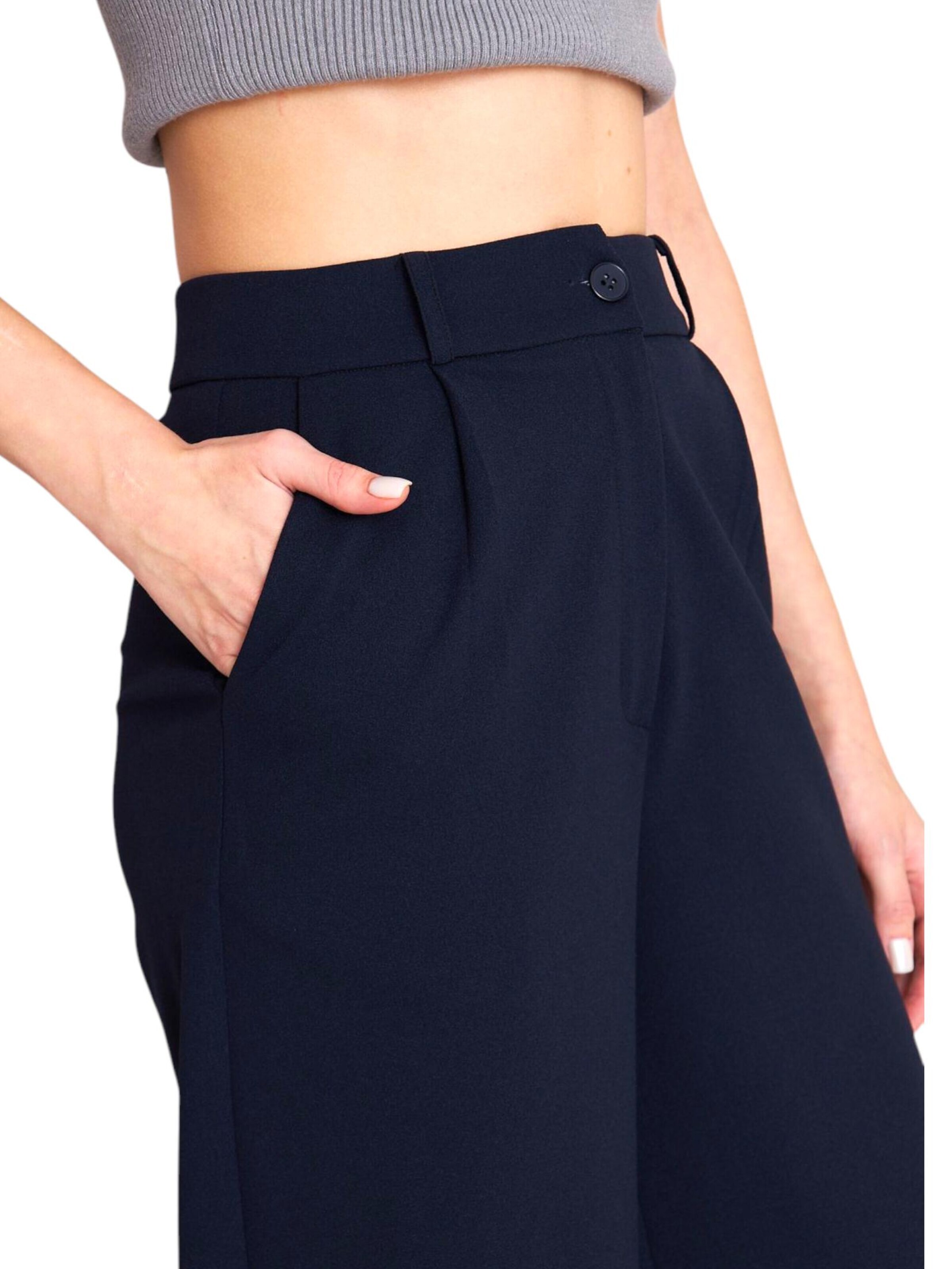 fashionshowcase Wide leg Bandplooibroek 'Seyra' in Blauw