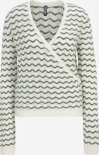 Pieces Tall Пуловер 'JOYCE' в тъмнозелено / мръсно бяло, Преглед на продукта