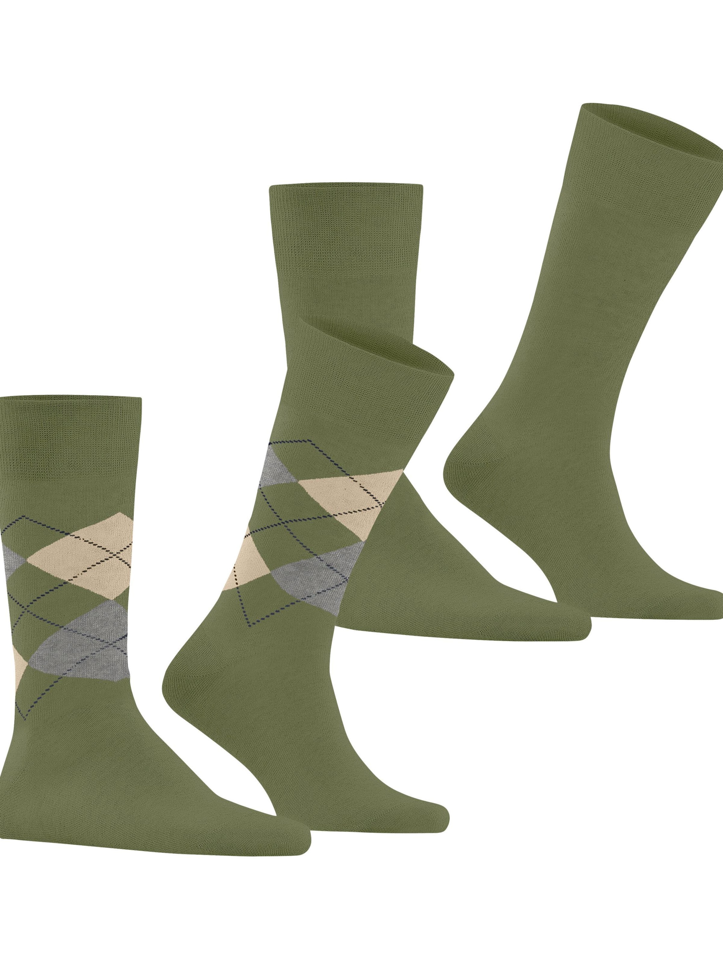 BURLINGTON Socks 'Everyday Argyle Mix 2-Pack' in Green