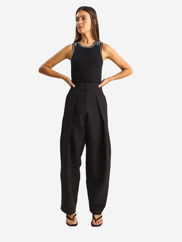 Bianco Lucci Wide leg Bandplooibroek 'Hose' in Zwart