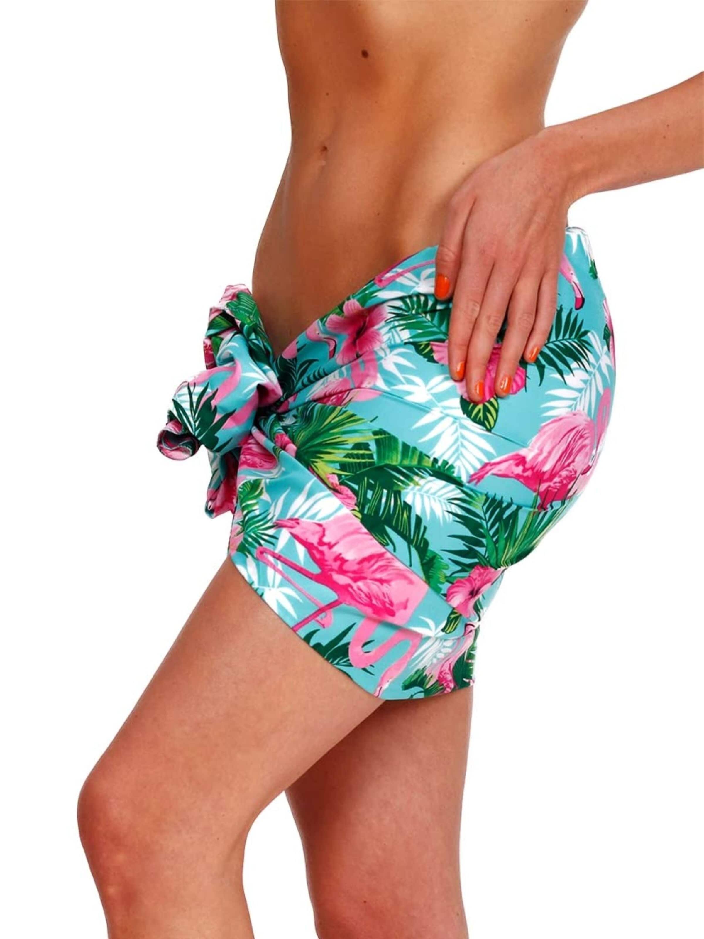 King Kameha Strandlaken 'Flamingo Flowers' in Blauw