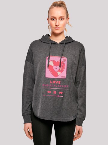 F4NT4STIC Sweatshirt 'Love Oldies Playlist  Valentinstag' in Grijs: voorkant