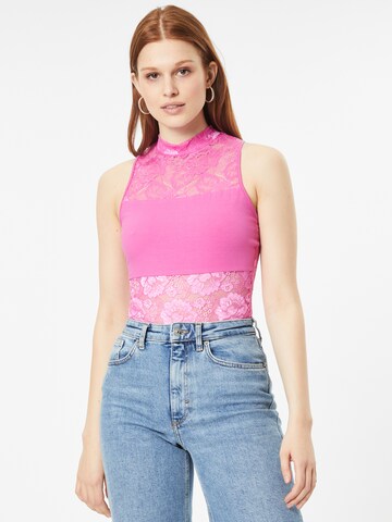 Urban Classics Shirt Bodysuit in Pink: front