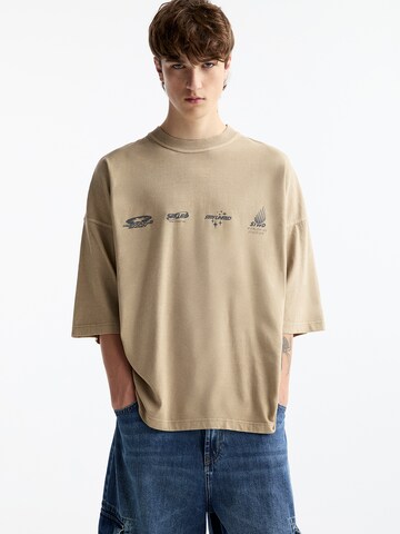 Pull&Bear T-Shirt in Beige: Vorderseite