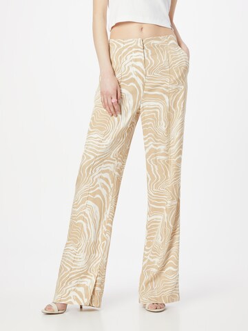 Calvin Klein Wide leg Pleated Pants in Beige: front