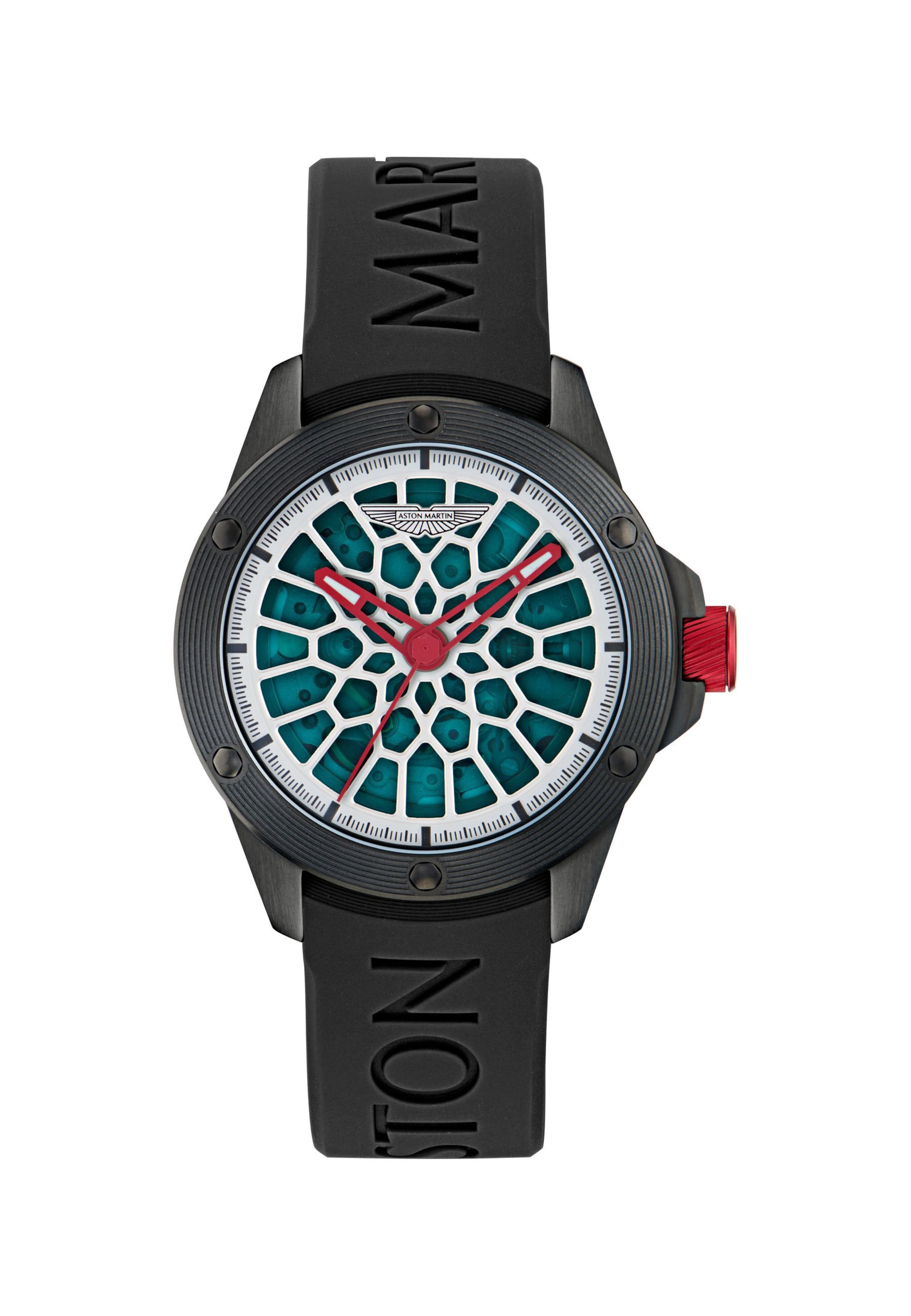 Aston Martin Analoguhr 'RIM' in Schwarz: Vorderseite