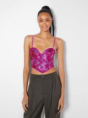 Bershka Top - rózsaszín: elől
