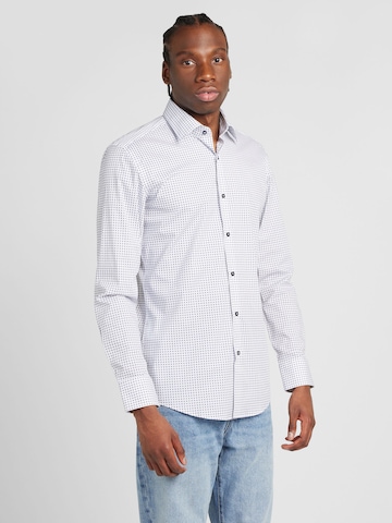 BOSS Black Slim Fit Риза 'HANK' в бяло: отпред