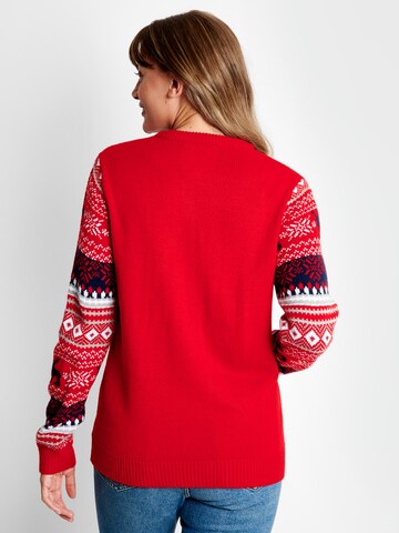 Threadbare Sweater 'Xmas Jumper Bear' in Red
