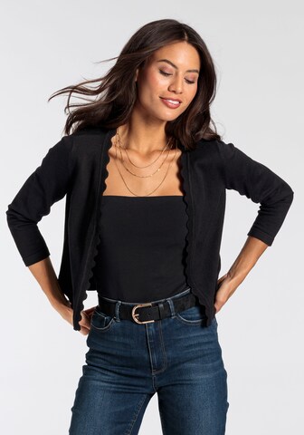 LAURA SCOTT Knit Cardigan in Black: front