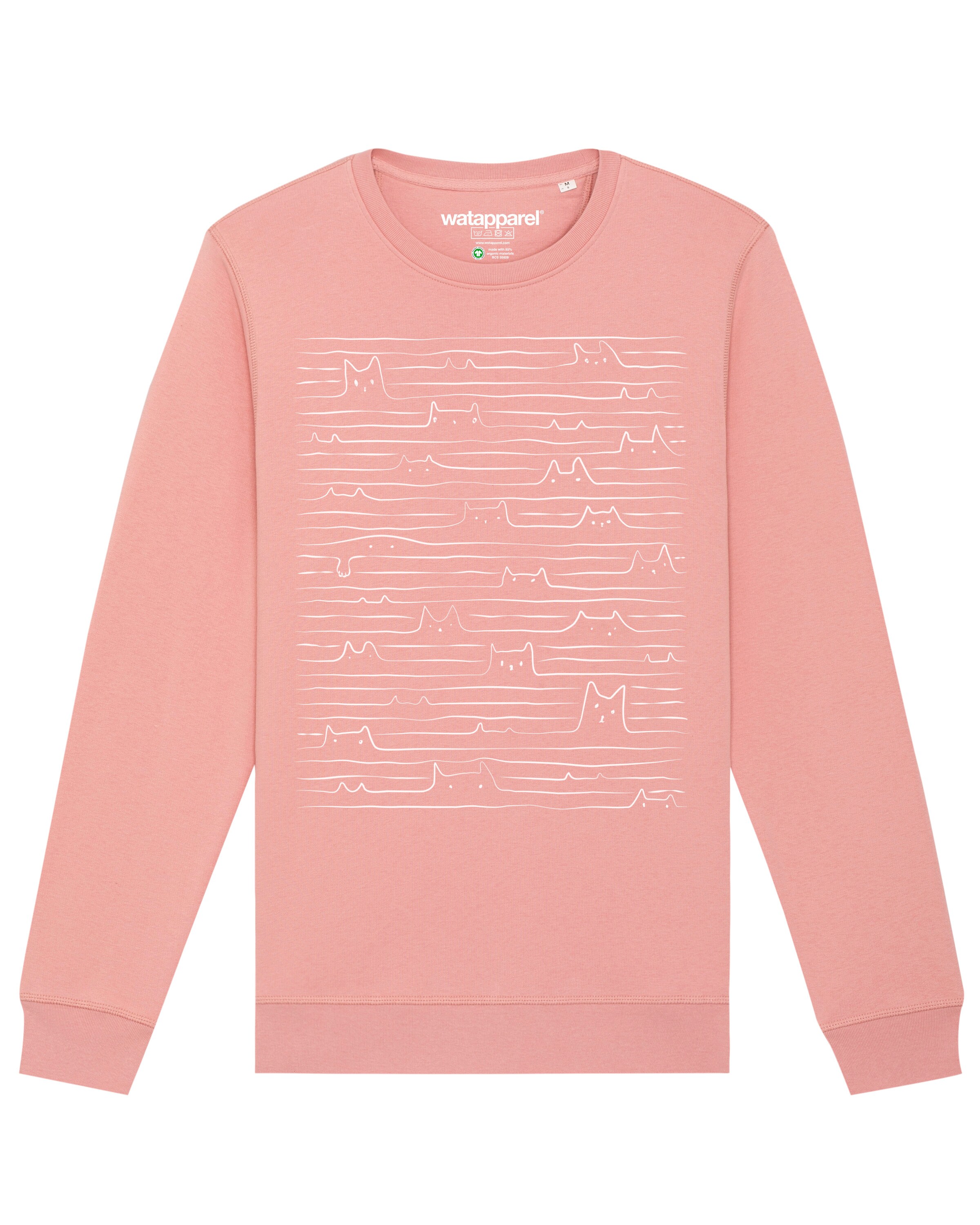 Watapparel Sweatshirt ' Doodle Cats ' in Roze: voorkant