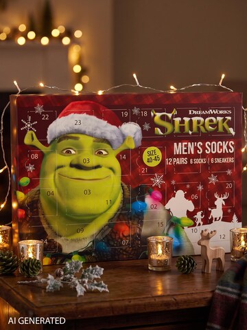 United Labels Socken 'Adventskalender Shrek - Der tollkühne Held mit 12 Paar'‌‌‌‌‌‌ in Mischfarben